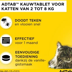 AdTab Anti Vlo en Teek Kauwtabletten Kat ><noscript><img width=