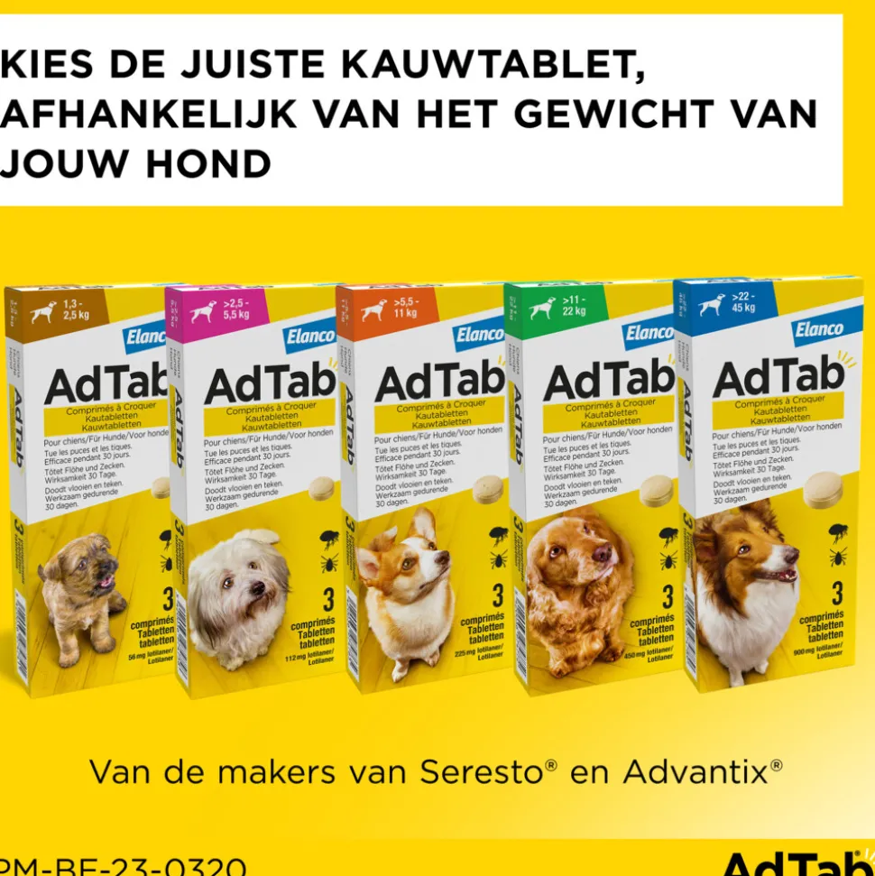 AdTab Anti Vlo en Teek Kauwtabletten Hond >22-45kg 3 tabletten