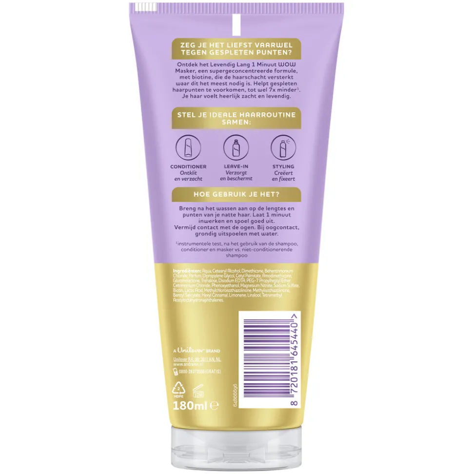 Andrélon WOW Masker Levendig Lang 180 ml