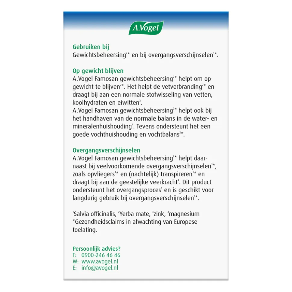 A.Vogel Famosan Overgang Gewichtsbeheersing 60 tabletten