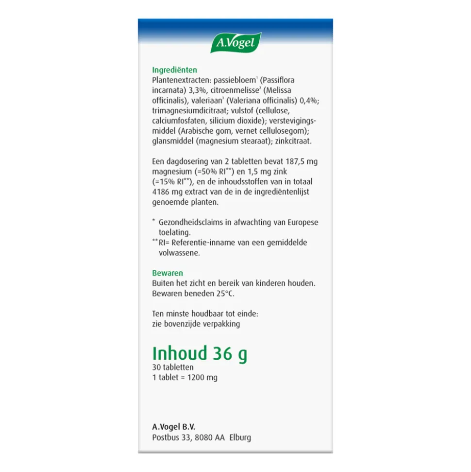 A.Vogel Passiflora Rustgevend bij Stemmingswisselingen 30 tabletten