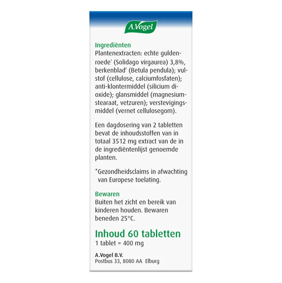 A.Vogel Solidago Vochthuishouding 60 tabletten