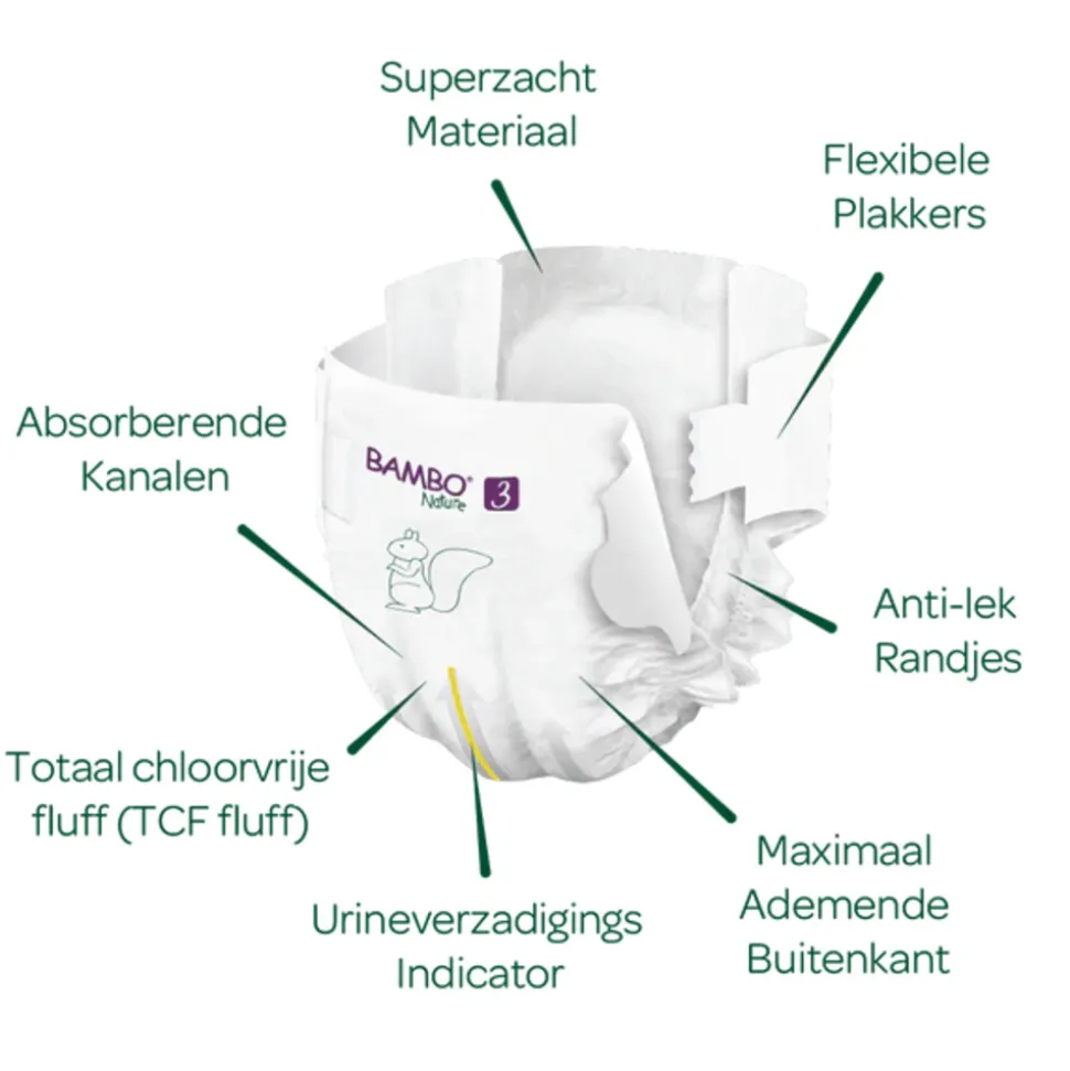 Bambo Nature Luiers Maat 3 (4-8 kg) 52 stuks