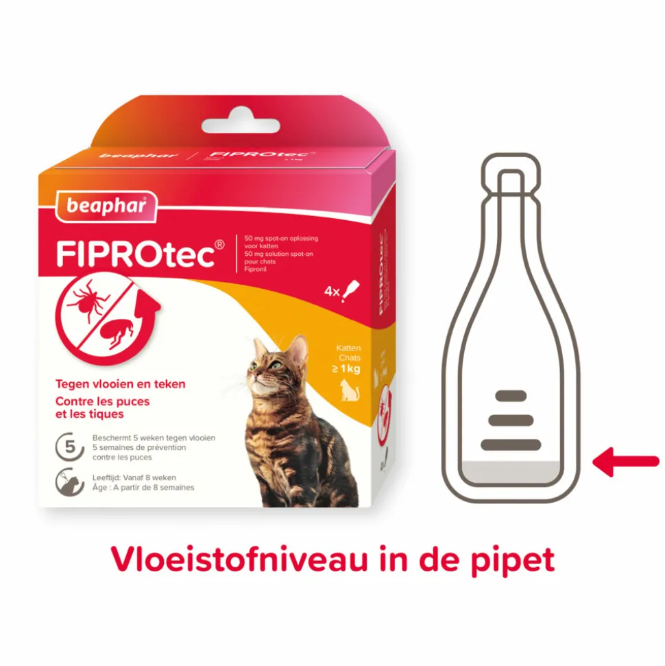 Beaphar Fiprotec Anti Vlooiendruppels Kat vanaf 1 kg 4 stuks