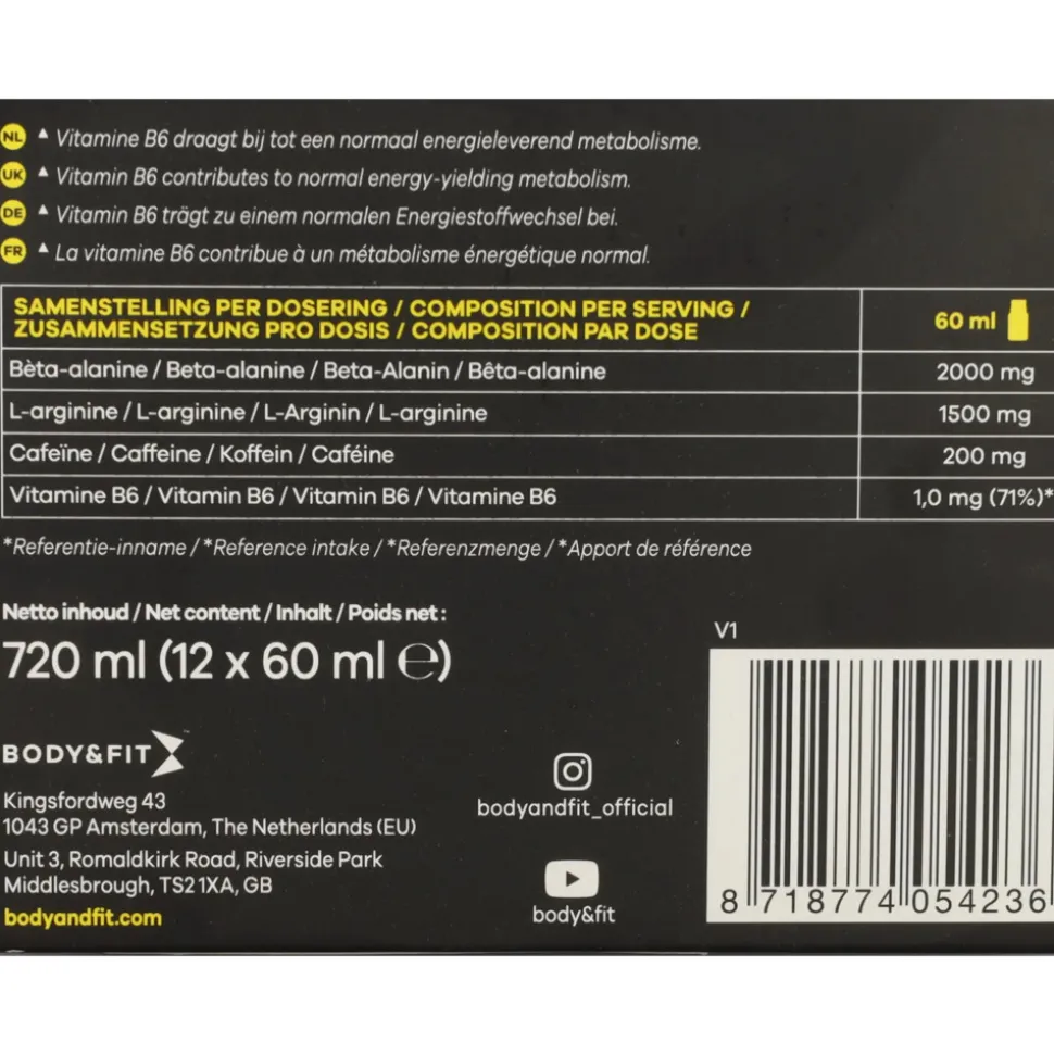 Body & Fit Pre-workout Shot Orange 12 x 60 ml