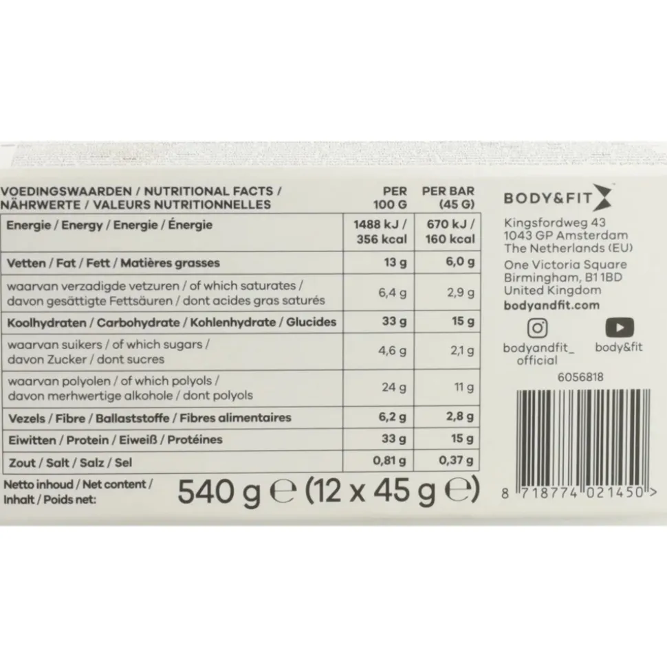 Body & Fit Smart Bar Crunchy White Chocolate & Cookies 12 x 45 gr