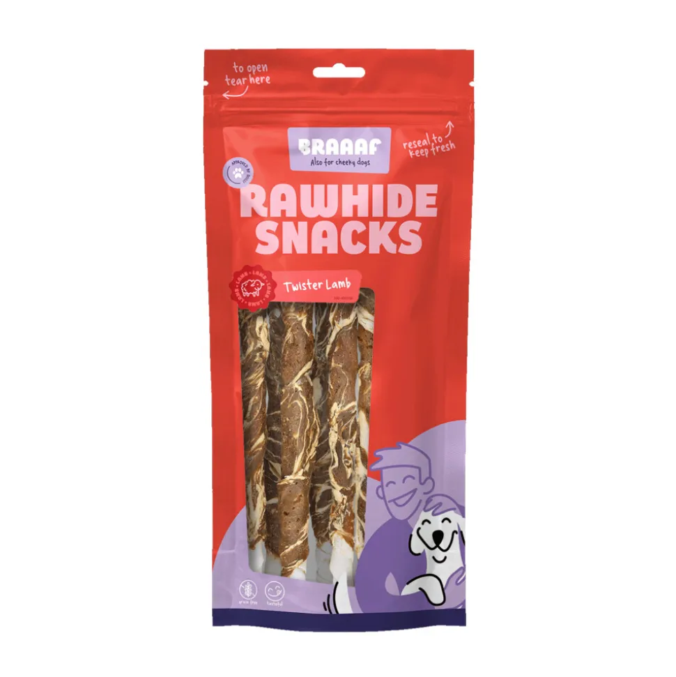 Braaaf Twister Hondensnack Lam - Vis 180 gr