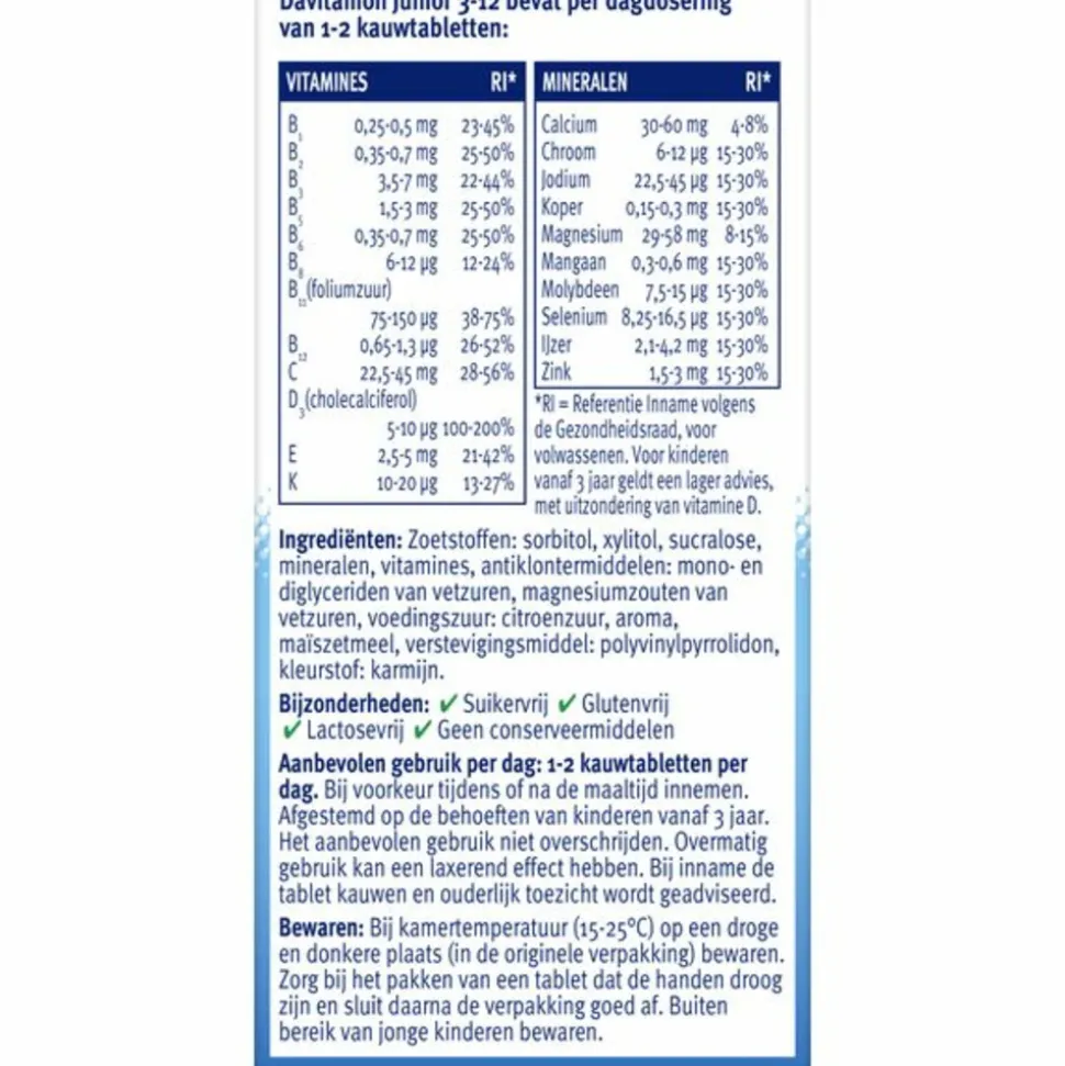 Davitamon Junior 3+ Kauwvitamines Framboos 60 kauwtabletten