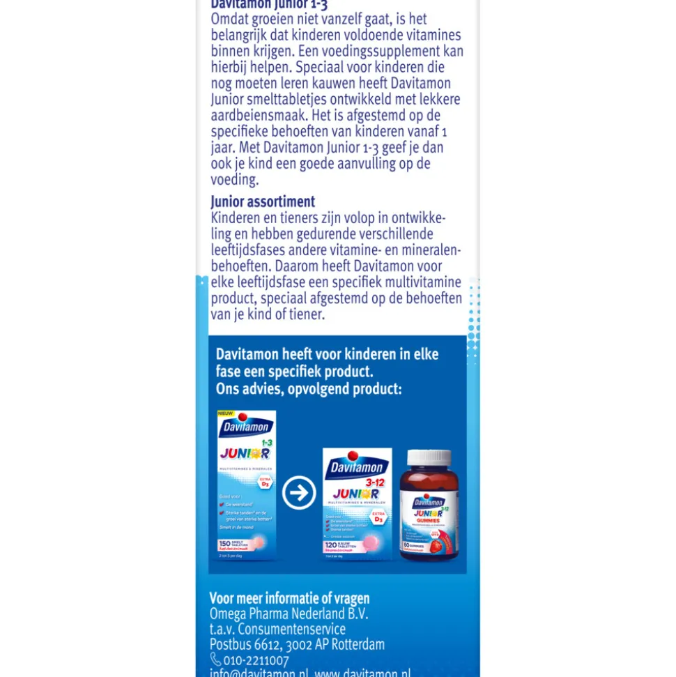 Davitamon Junior 1+ Multivitamines en Mineralen 150 tabletten