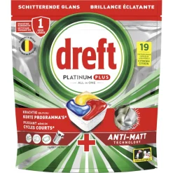 Dreft Vaatwastabletten Platinum Plus All In One Citroen 19 stuks