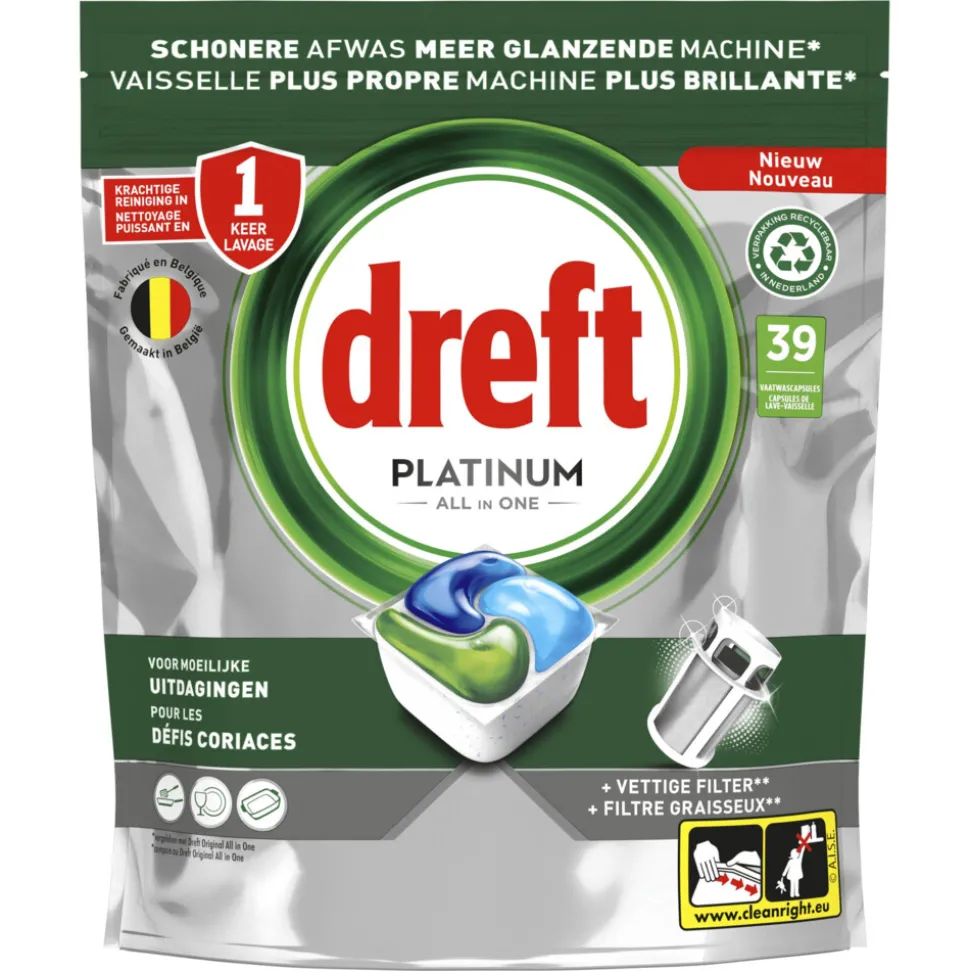 Dreft Vaatwastabletten Platinum All In One Original 39 stuks