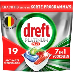 Dreft Vaatwastabletten Platinum Plus All In One 19 stuks