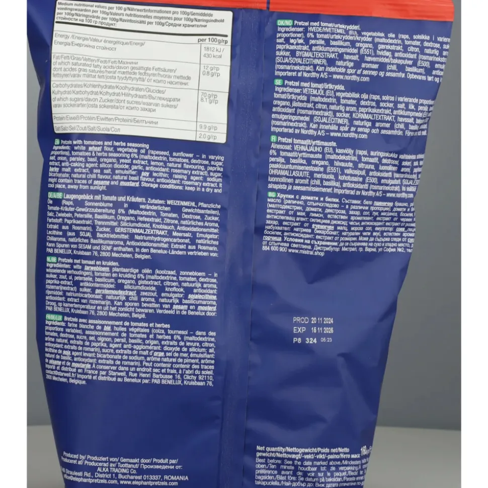Elephant Pretzels Tomaat & Kruiden 160 gr