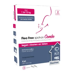 Flea Free Spot-on Combo Anti Vlooiendruppels Kat vanaf 1 kg 2 pipetten