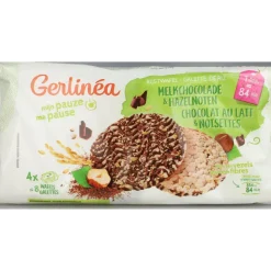 Gerlinea Rijstwafel Melkchocolade & Hazelnoten 4x2 stuks
