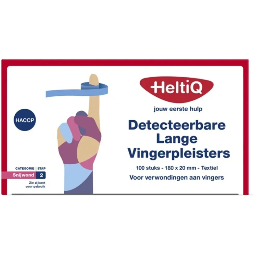 HeltiQ Vingerpleisters Detecteerbaar 120x20 mm Textiel 100 stuks