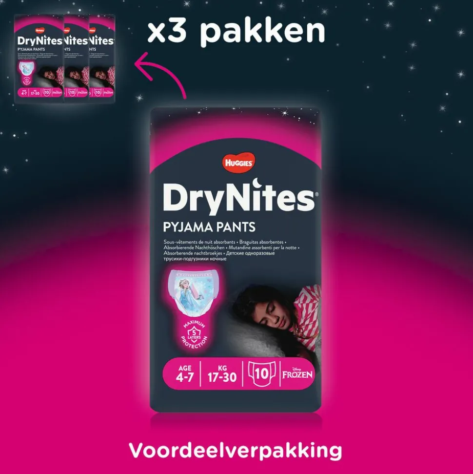 Huggies DryNites Absorberende Luierbroekjes Meisjes 4-7 jaar 10 stuks