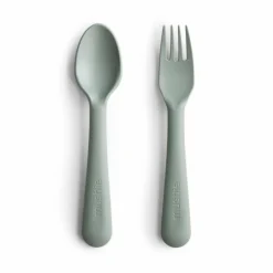 Mushie Kinderbestek Set Lepel en Vork Sage 1 set