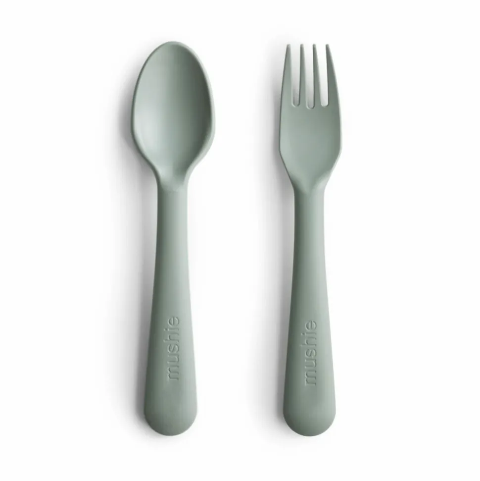 Mushie Kinderbestek Set Lepel en Vork Sage 1 set