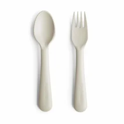 Mushie Kinderbestek Set Lepel en Vork Ivory 1 set