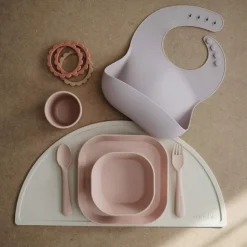 Mushie Kommen Set Vierkant Blush 2 stuks