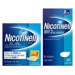 Nicotinell Combinatie therapie: Pleister 21 mg 7 st + Zuigtablet Mint 2 mg 36 st Pakket