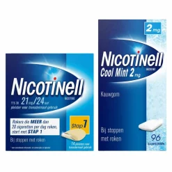 Nicotinell Combinatie therapie: Pleister 14 mg 7 st + Zuigtablet Mint 2 mg 96 st Pakket