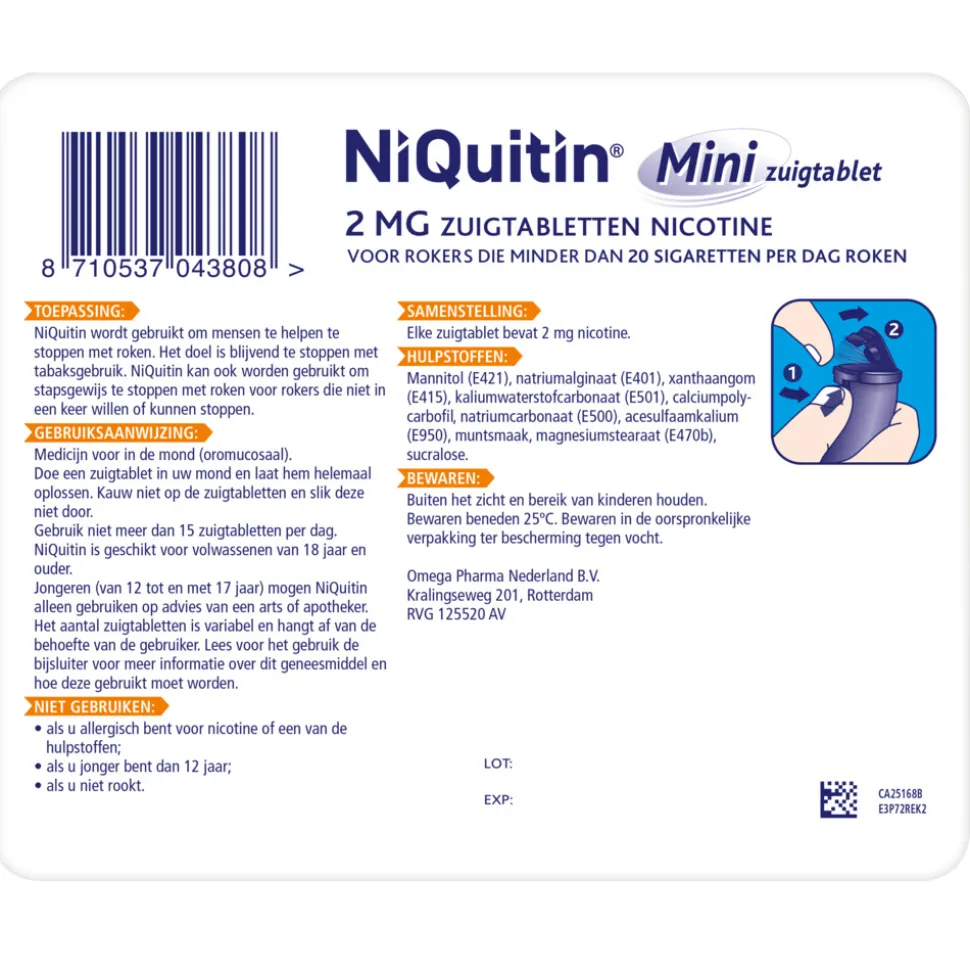 Niquitin Mini Mint 2mg 60 zuigtabletten