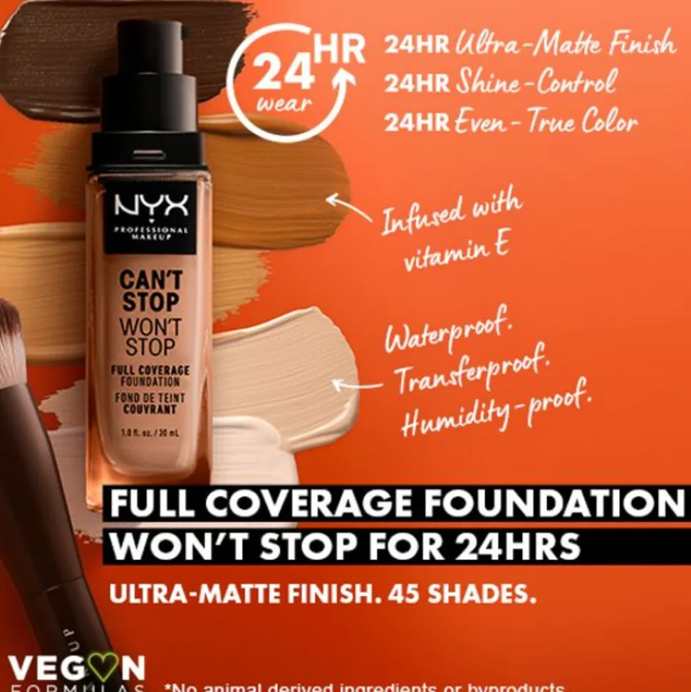 NYX Can't Stop Won't Stop Foundation Light Porcelain 30 ml