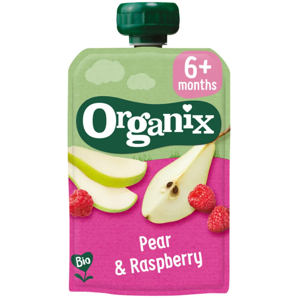 Organix Knijpfruit Maandbox 6+ mnd - Appel Aardbei & Blauwe Bes 12 x 100 gr + Peer & Framboos 12 x 100 gr + Mango Peer & Granola 6 x 100 gr Pakket