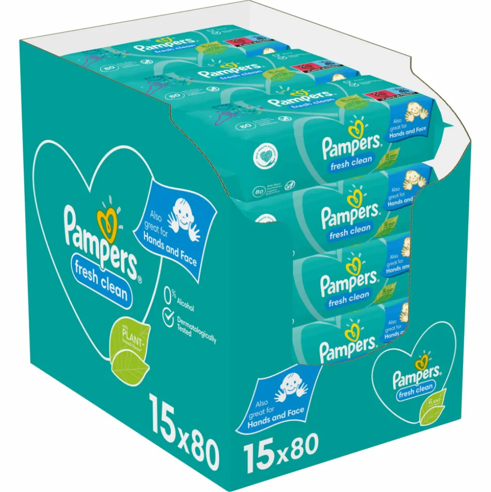 Pampers Billendoekjes Fresh Clean Navulpak 15x80 = 1200 stuks
