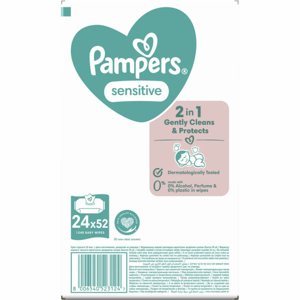 Pampers Billendoekjes Sensitive Navulpak 24x52 = 1248 stuks