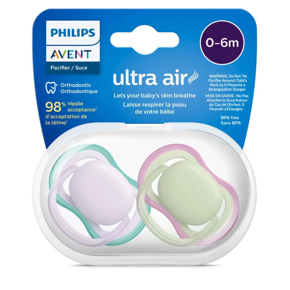 Philips Avent Ultra Air Fopspeen 0-6 mnd Paars Groen 2 stuks