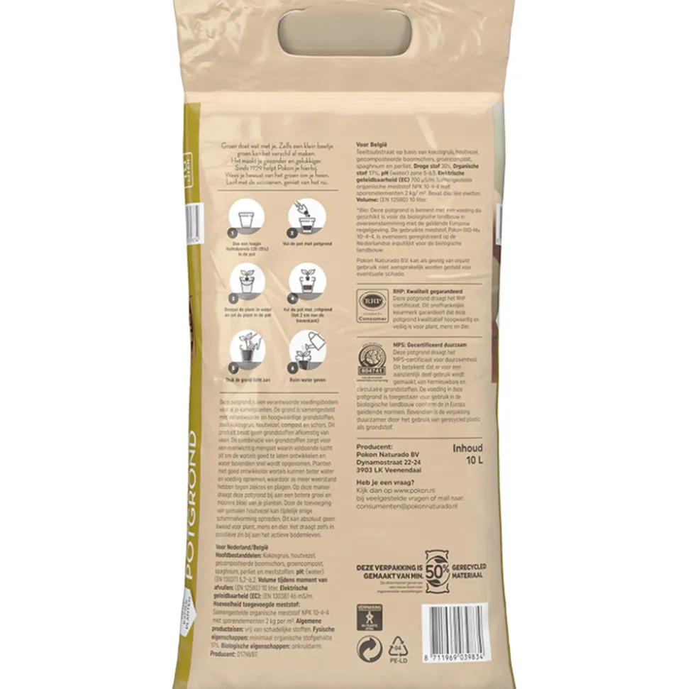 Pokon Bio Turfvrij Kamerplanten Potgrond 10 liter