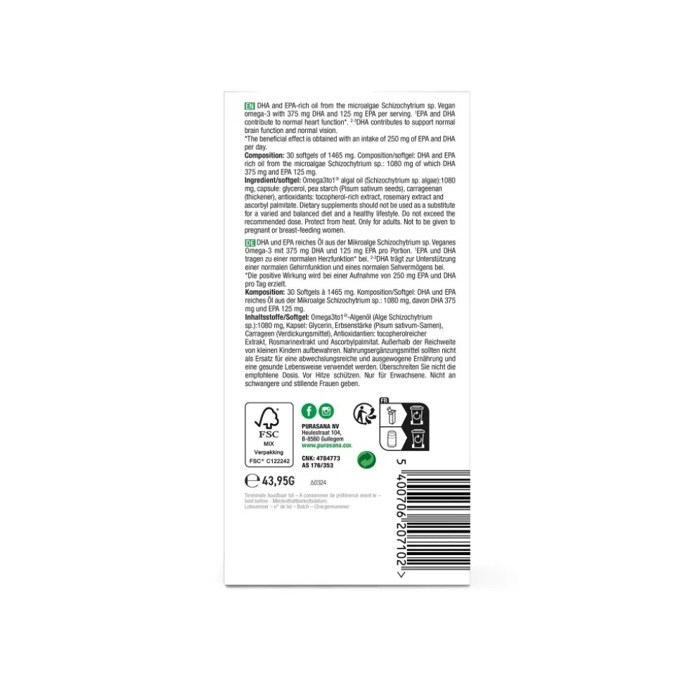 Purasana Vegan Omega-3 30 softgels