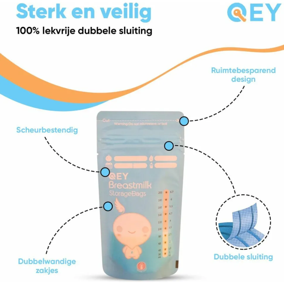 QEY Moedermelk Bewaarzakjes 120 stuks