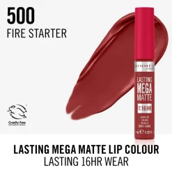Rimmel Lasting Mega Matte Liquid Lipstick Fire Starter ​500 7.4 ml