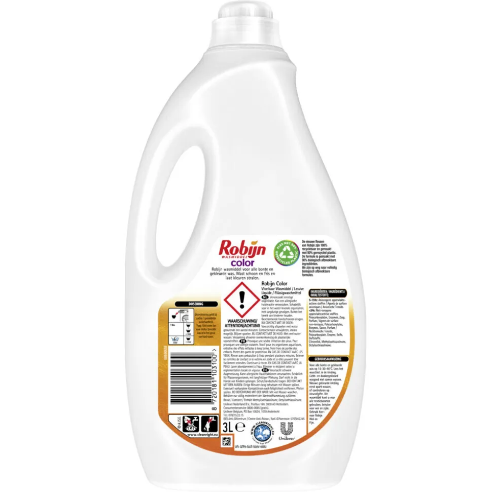 Robijn Vloeibaar Wasmiddel Color 60 Wasbeurten 3 liter