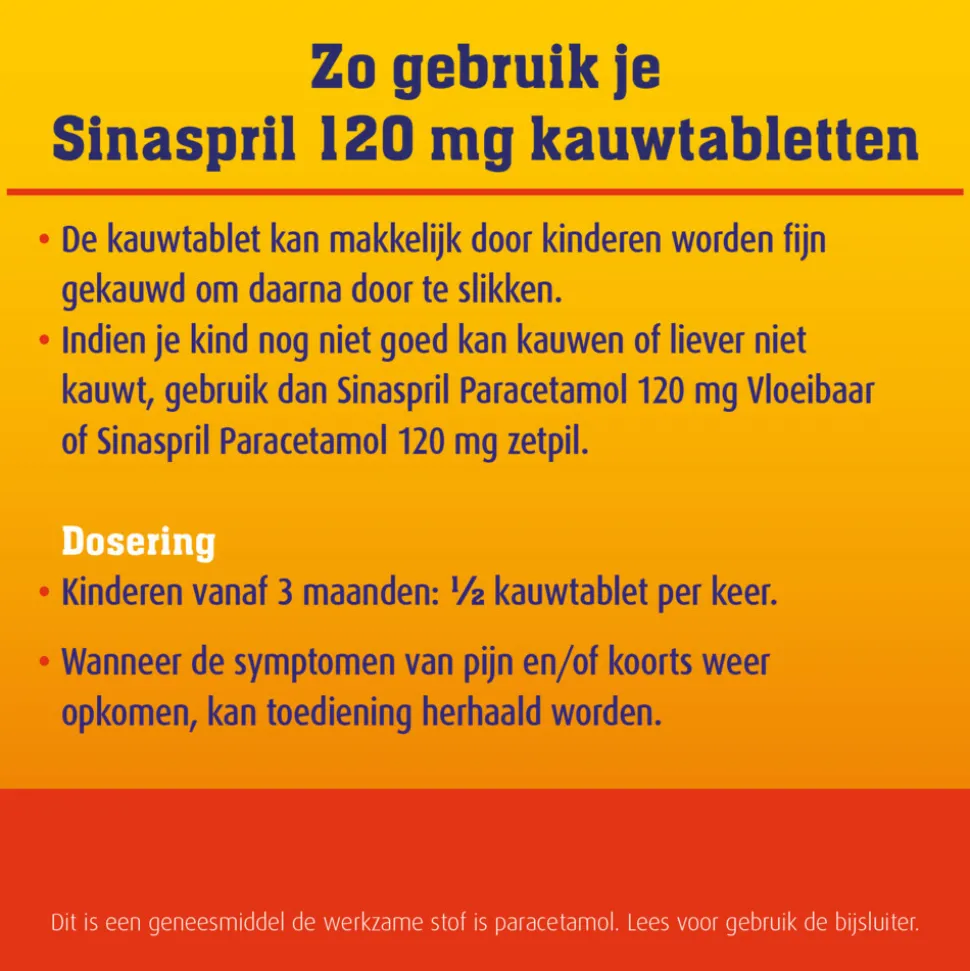 Sinaspril Paracetamol 120 mg 16 kauwtabletten