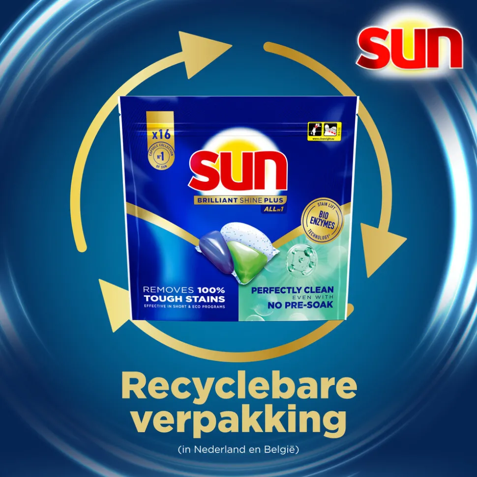 Sun Brilliant Shine+ All-in 1 Vaatwascapsules 16 stuks