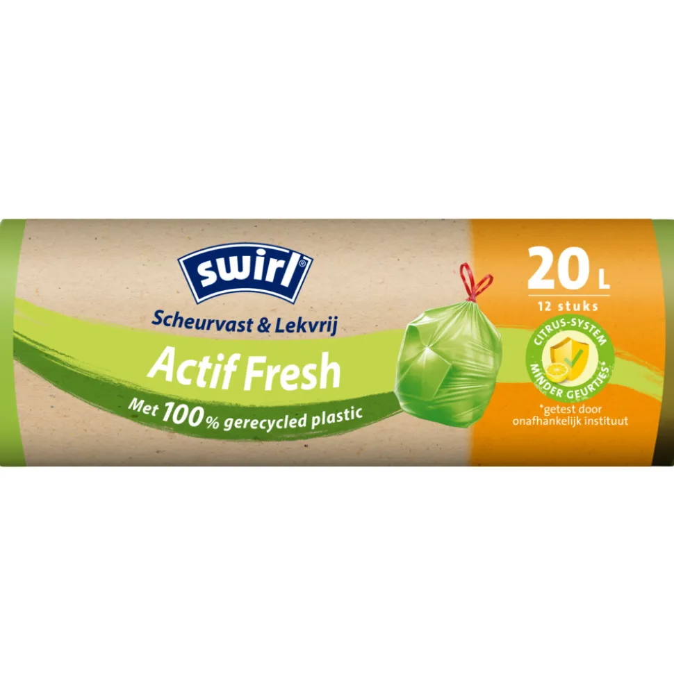 Swirl Vuilniszakken met Trekband Geparfumeerd Actif Fresh 20 liter 12 stuks