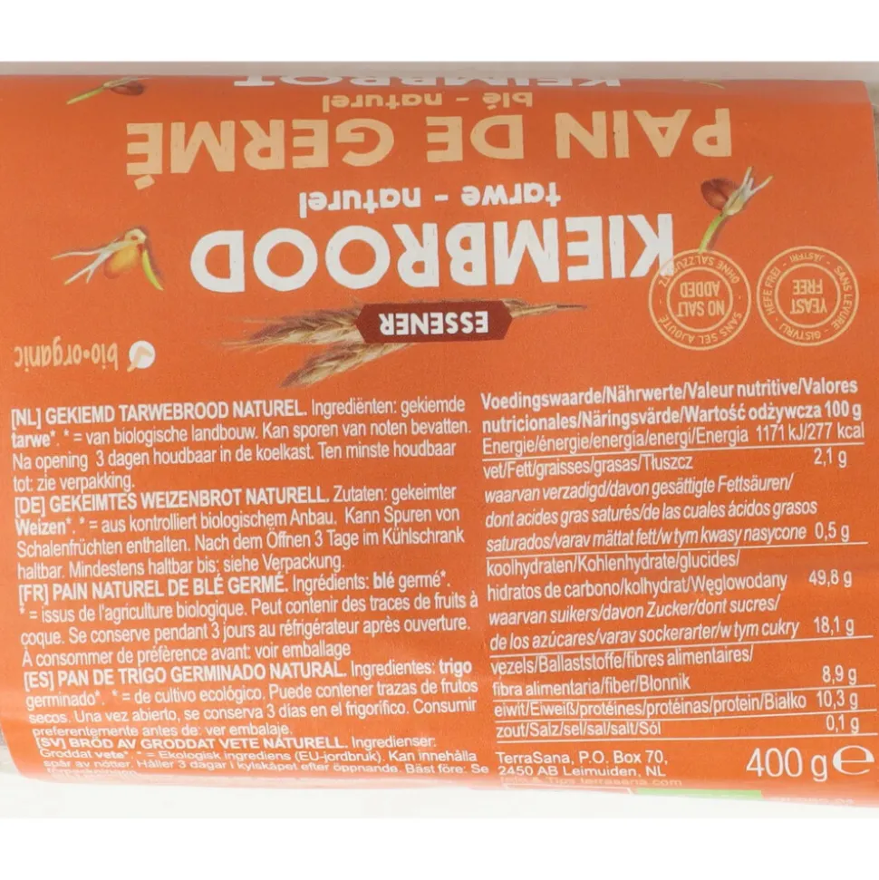 Terrasana Kiembrood Naturel Eko 400 gr