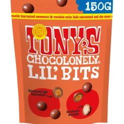 Tony's Chocolonely Lil'Bits Melk Karamel Zeezout Biscuit 150 gr