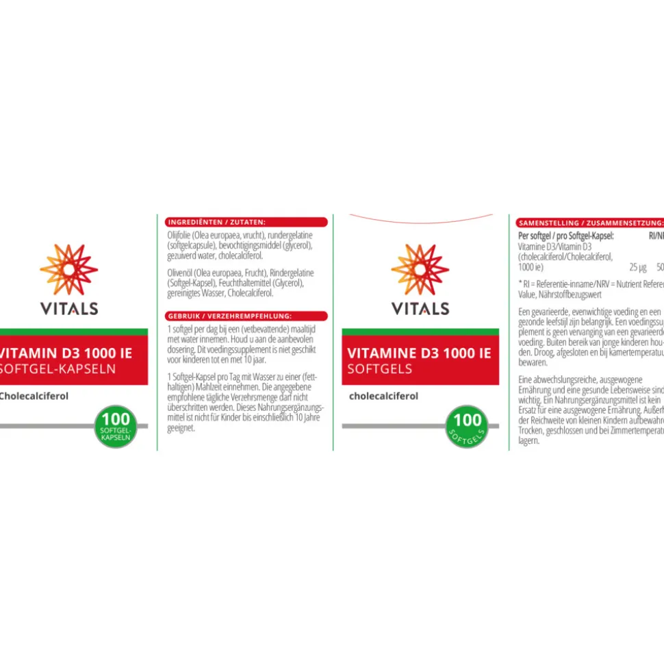Vitals Vitamine D3 1000IE 100 capsules