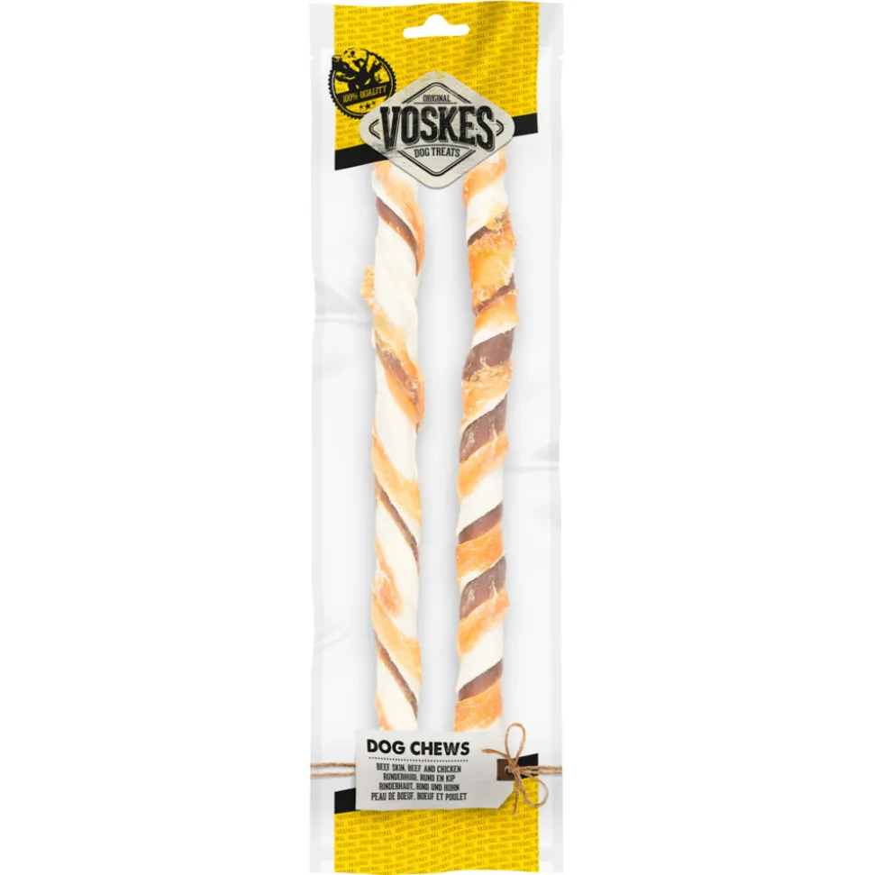 Voskes Stick Runderhuid, Rund en Kip 40 cm 2 stuks