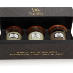 WoodWick Geurkaars Deluxe Geschenkset Mini Woody 3 x 85 gr