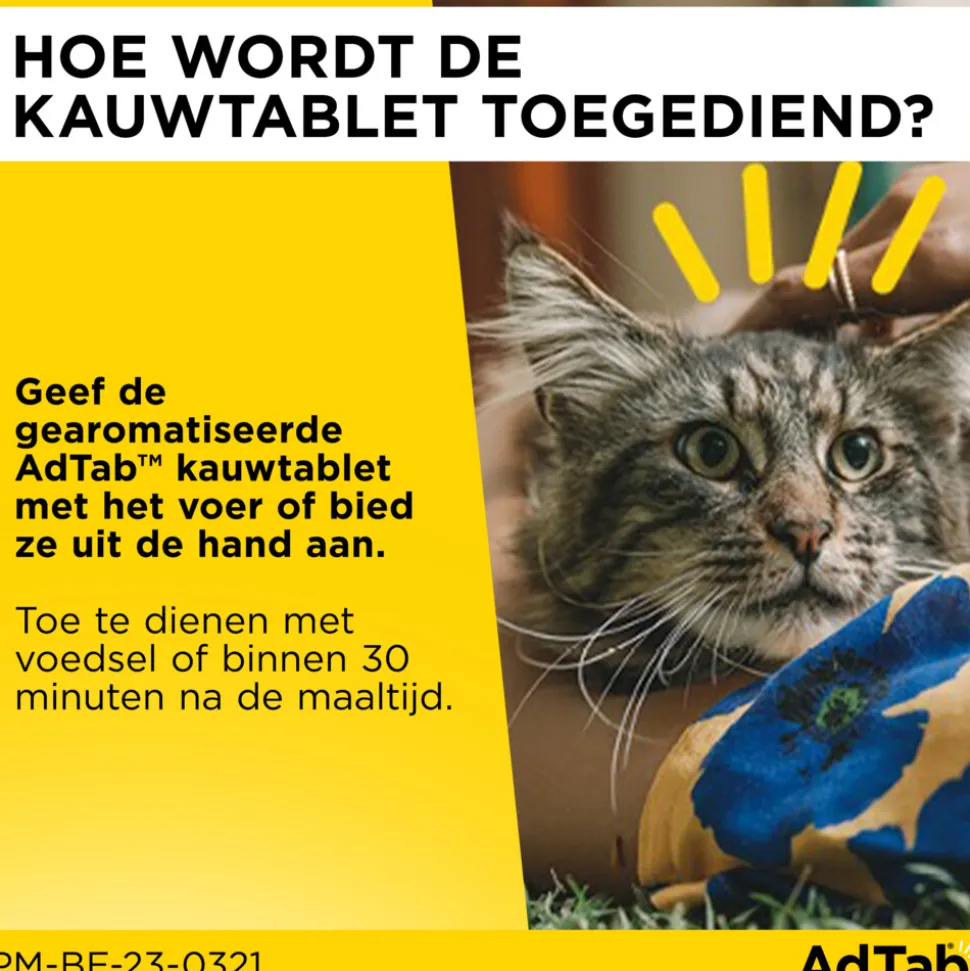 2x AdTab Anti Vlo en Teek Kauwtabletten Kat >2,0-8,0 kg 3 tabletten