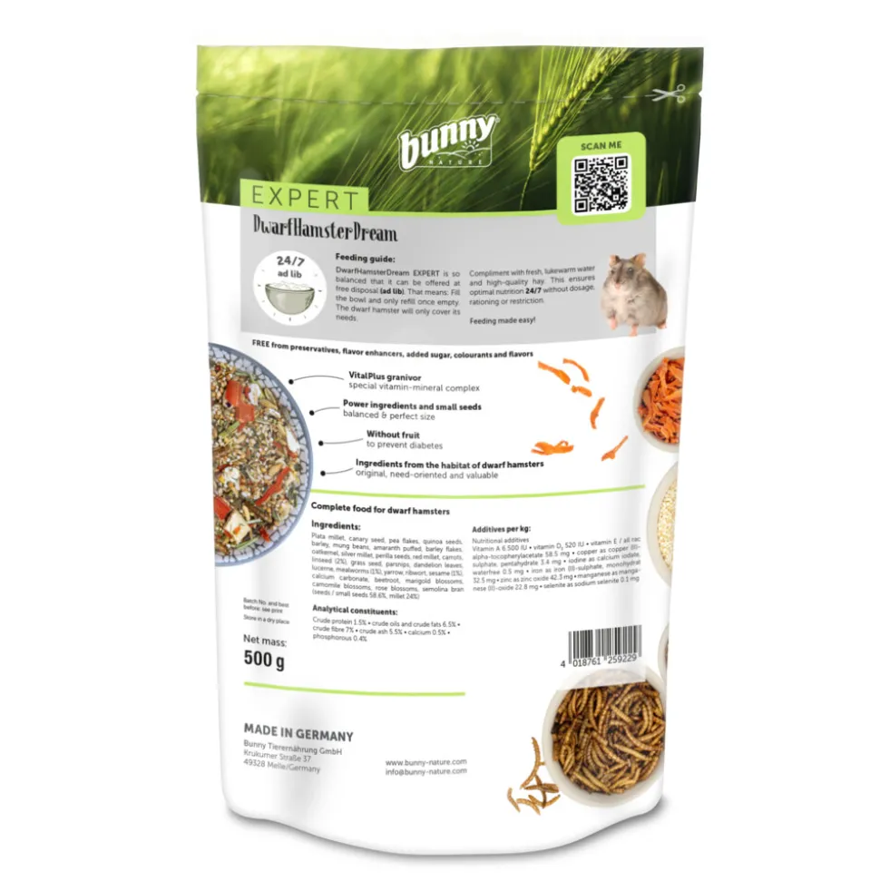 2x Bunny Nature Dwerghamsterdroom Expert 500 gr