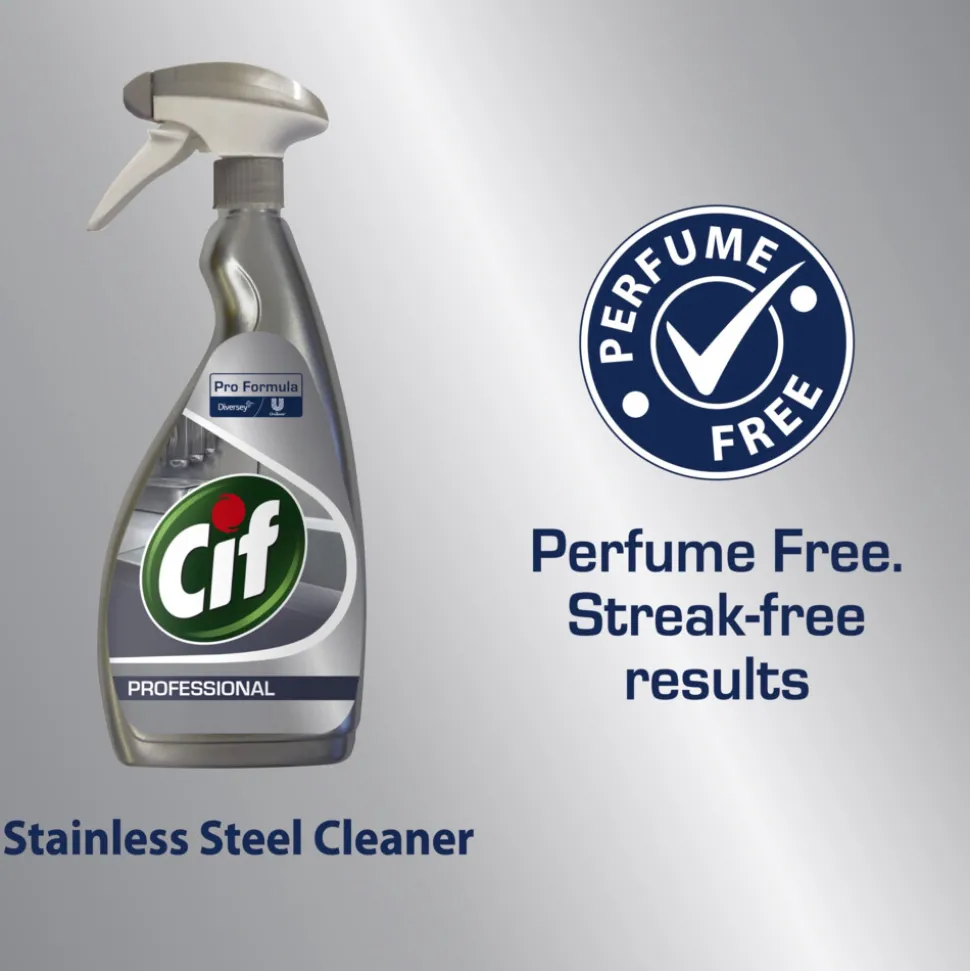 6x Cif Professional Roestvrij Staal Onderhoudsmiddel Pro Formula 750 ml