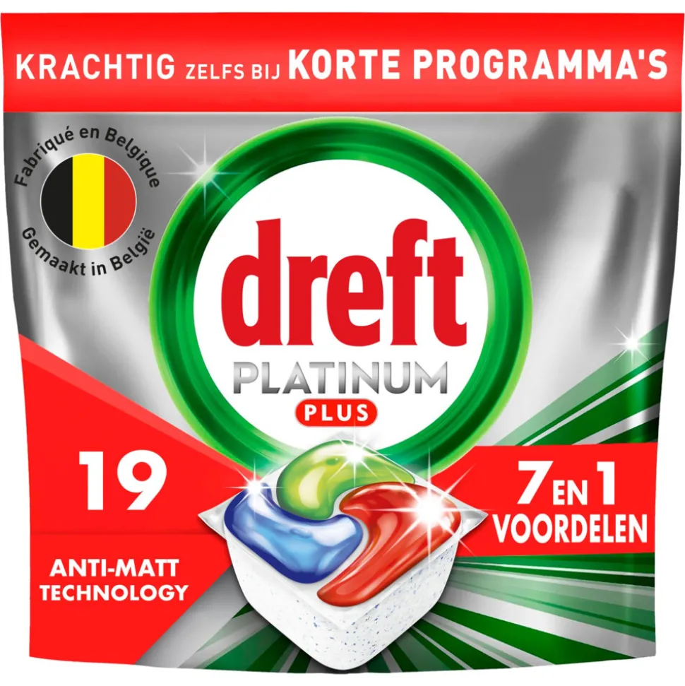 6x Dreft Vaatwastabletten Platinum Plus All In One 19 stuks